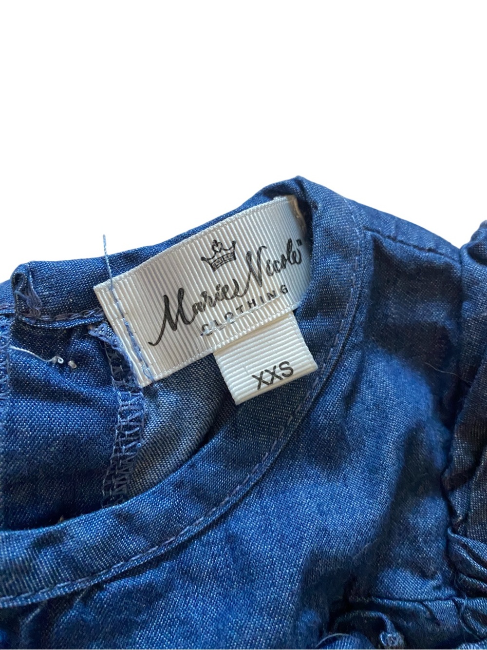 Marie Nicole Denim Girls Ruffle Top with Cow Applique Long Sleeve 12-18 Months - Picture 4 of 10